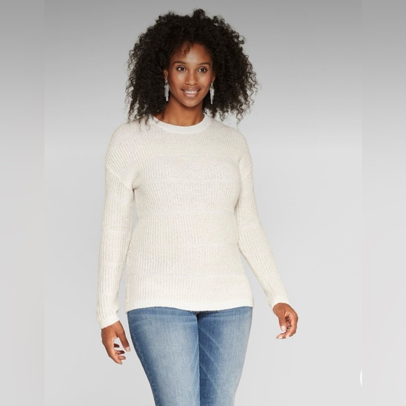Isabel Maternity By‎ Ingrid & Isabel Off White Sweater With Metallic Womens Sz L - Picture 1 of 5